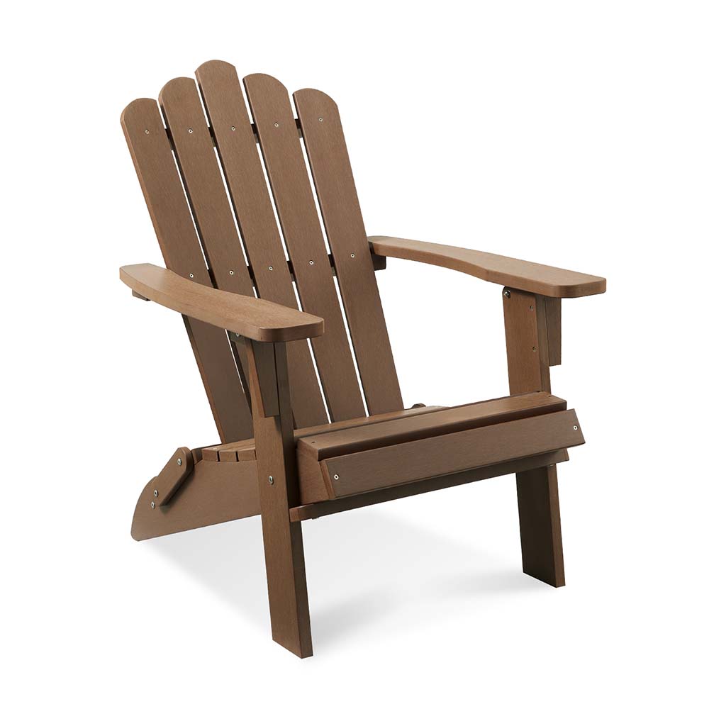 Foldable Adirondack Chair PS Synthetic Wood Chair Bulk EDAC02 Coffee Color