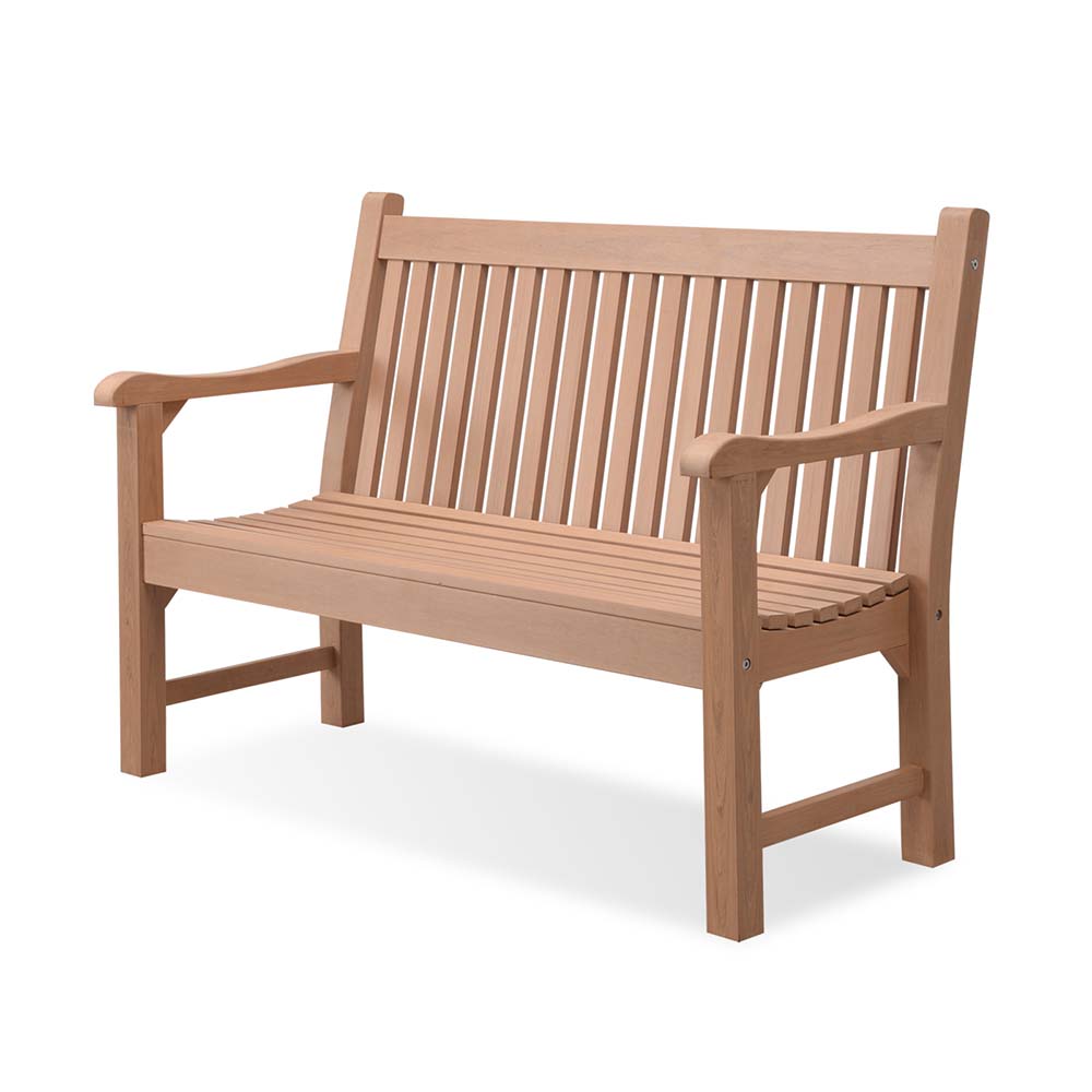 Garden Bench factory 2-Person Poly Lumber Outdoor Bench MTOB01 Teak Color