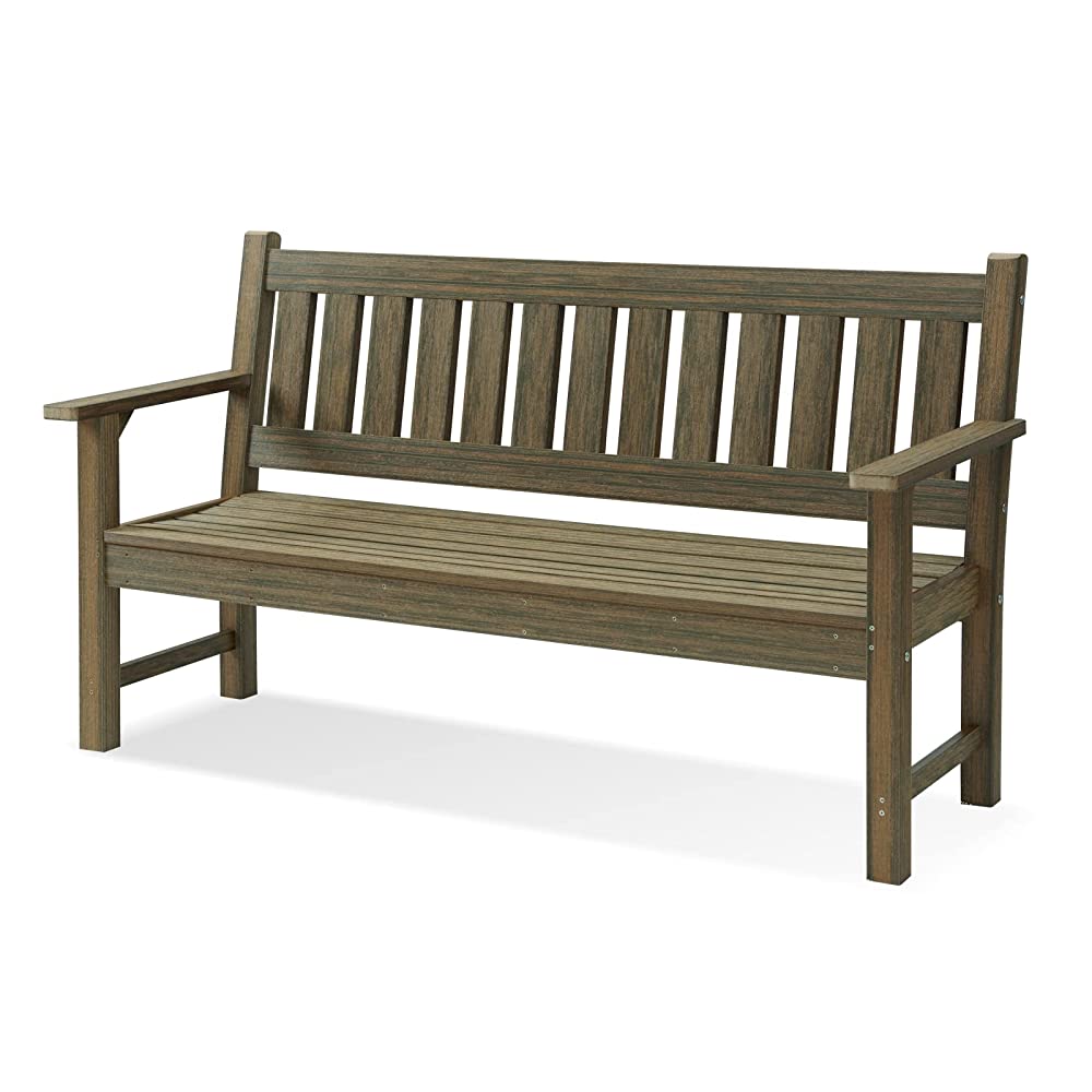 Plastic HDPE Bench 3-person Slatted Back Wholesale ACOB02 light coffee